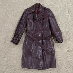 ETIENNE AIGNER VINTAGE LEATHER TRENCH COAT BURGUNDY (OX BLOOD) M-Size 40